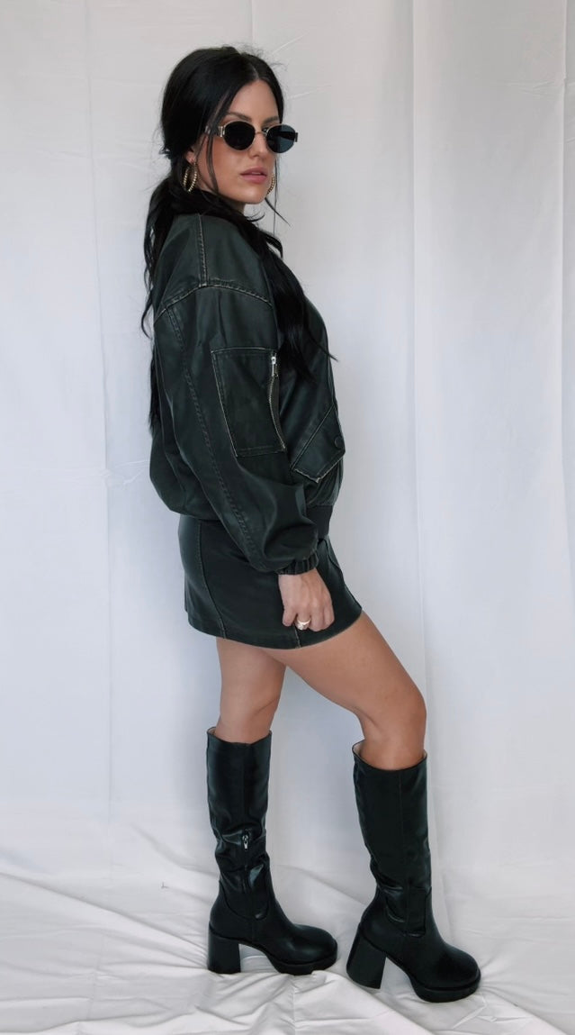 Black Platform Knee High Boots